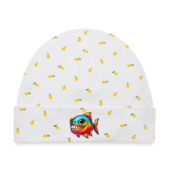 Piranha - Baby Premium Organic Mütze - Weiß/Zitronengelb - Vorne