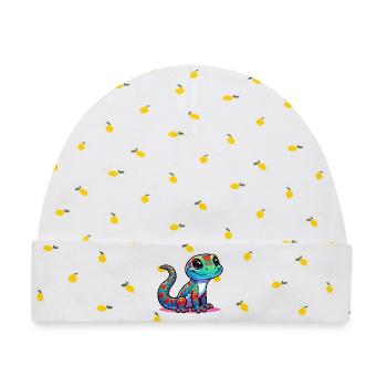 Gecko - Baby Premium Organic Mütze - Weiß/Zitronengelb - Vorne