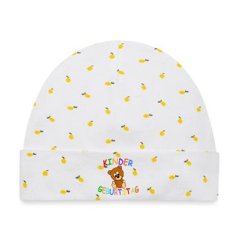 Kindergeburtstag mit Teddybär - Baby Premium Organic Mütze - Weiß/Zitronengelb - Vorne