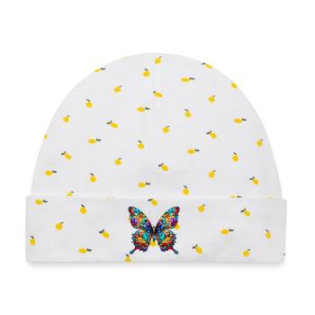 Schmetterling - Baby Premium Organic Mütze - Weiß/Zitronengelb - Vorne