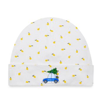 Polizeiauto Police Weihnachten - Baby Premium Organic Mütze - Weiß/Zitronengelb - Vorne