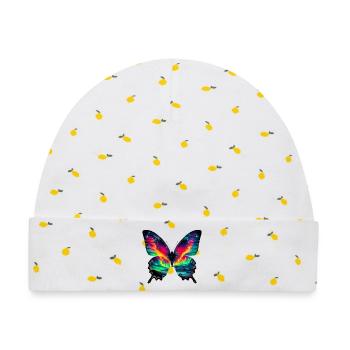 Schmetterling - Baby Premium Organic Mütze - Weiß/Zitronengelb - Vorne