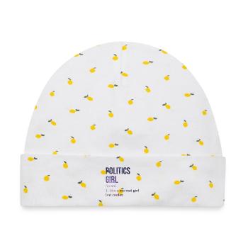 Politik Politik Politik - Baby Premium Organic Mütze - Weiß/Zitronengelb - Vorne