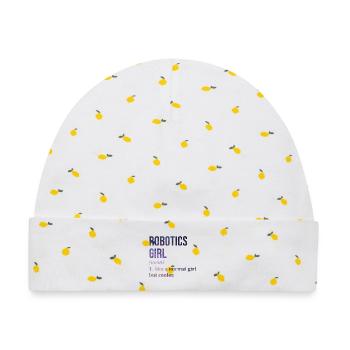 Robotik Robotik Robotik Robotik - Baby Premium Organic Mütze - Weiß/Zitronengelb - Vorne