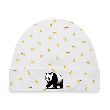Panda - Baby Premium Organic Mütze - Weiß/Zitronengelb - Vorne