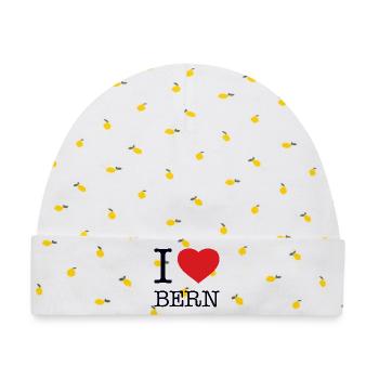 I LOVE BERN - Baby Premium Organic Mütze - Weiß/Zitronengelb - Vorne