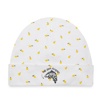Elegante Karpfensilhouette - Baby Premium Organic Mütze - Weiß/Zitronengelb - Vorne