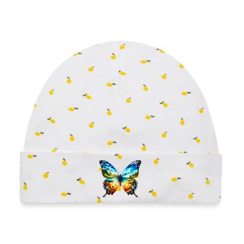 Schmetterling - Baby Premium Organic Mütze - Weiß/Zitronengelb - Vorne