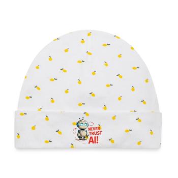 Never Trust AI - Baby Premium Organic Mütze - Weiß/Zitronengelb - Vorne