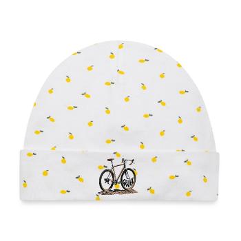Gravelbike - Baby Premium Organic Mütze - Weiß/Zitronengelb - Vorne