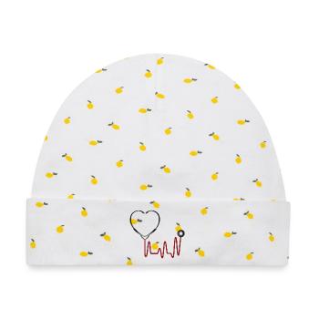 Symbolisches Medizinmotiv mit Stethoskop - Baby Premium Organic Mütze - Weiß/Zitronengelb - Vorne