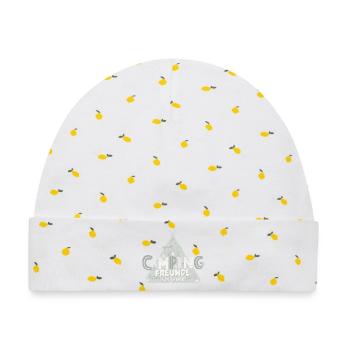 Campingfreunde für immer. Beste Camping Freunde - Baby Premium Organic Mütze - Weiß/Zitronengelb - Vorne