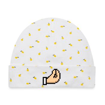 Pixel Hand Cursor Design Italia - Baby Premium Organic Mütze - Weiß/Zitronengelb - Vorne