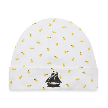 Mysteriöse Silhouette eines Segelschiffs - Baby Premium Organic Mütze - Weiß/Zitronengelb - Vorne