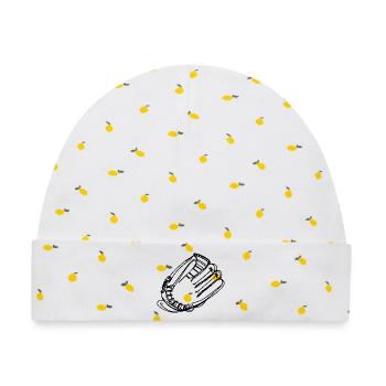 Baseball Handschuh Zeichnung - Baby Premium Organic Mütze - Weiß/Zitronengelb - Vorne