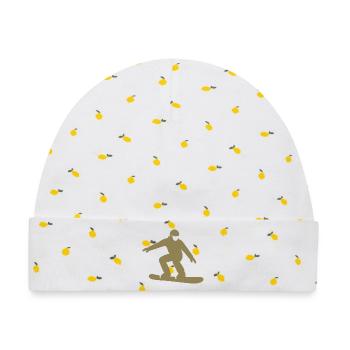 Snowboarder Silhouette Winterurlaub Wintersport - Baby Premium Organic Mütze - Weiß/Zitronengelb - Vorne