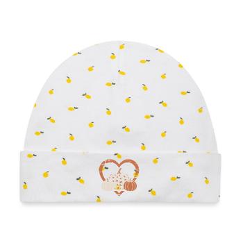 Leopard-Print Kürbis - Baby Premium Organic Mütze - Weiß/Zitronengelb - Vorne