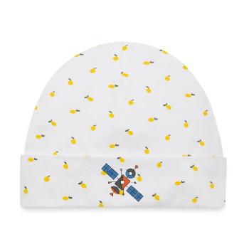 Futuristische Geometrische Satelliten - Baby Premium Organic Mütze - Weiß/Zitronengelb - Vorne