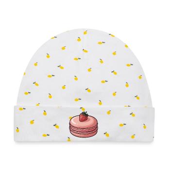 Erdbeer-Macaron-Dessert - Baby Premium Organic Mütze - Weiß/Zitronengelb - Vorne
