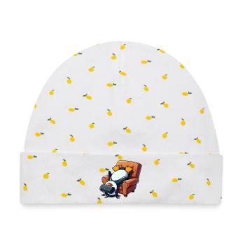Lustiger Pinguin VR Gaming Zocker Nerd Sessel - Baby Premium Organic Mütze - Weiß/Zitronengelb - Vorne