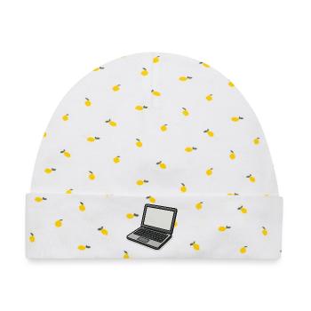 Laptop  im Vintage-Stil - Baby Premium Organic Mütze - Weiß/Zitronengelb - Vorne