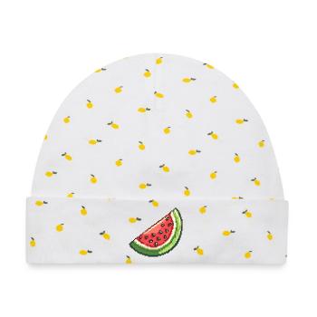 Pixel Wassermelone Slice - Baby Premium Organic Mütze - Weiß/Zitronengelb - Vorne