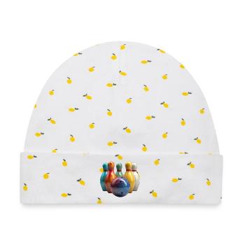 Bunte Bowlingszene Muster - Baby Premium Organic Mütze - Weiß/Zitronengelb - Vorne
