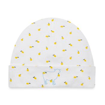 Schaf Silhouette - Baby Premium Organic Mütze - Weiß/Zitronengelb - Vorne