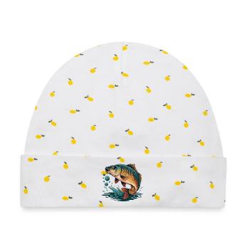 Springender Karpfen  - Baby Premium Organic Mütze - Weiß/Zitronengelb - Vorne