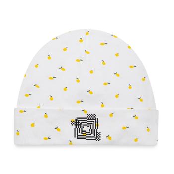 Labyrinth Gitter Monochrom - Baby Premium Organic Mütze - Weiß/Zitronengelb - Vorne