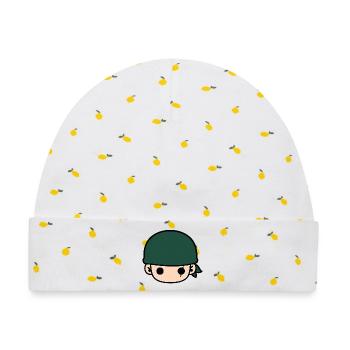 Niedlicher Zoro Piraten Bandana Kopf Karikatur - Baby Premium Organic Mütze - Weiß/Zitronengelb - Vorne