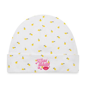 küss mich! / y2k design - Baby Premium Organic Mütze - Weiß/Zitronengelb - Vorne