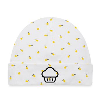Muffin - Baby Premium Organic Mütze - Weiß/Zitronengelb - Vorne
