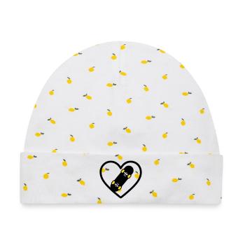 Skateboard Herz Sport Street Leidenschaft - Baby Premium Organic Mütze - Weiß/Zitronengelb - Vorne