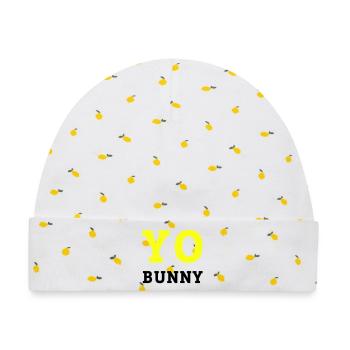 YO BUNNY  - Baby Premium Organic Mütze - Weiß/Zitronengelb - Vorne