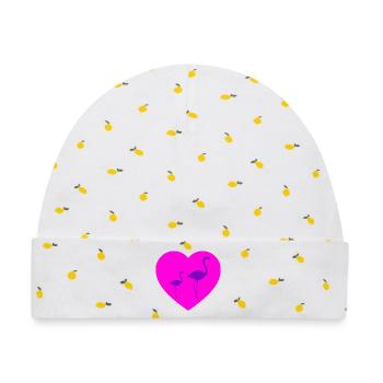 Flamingos - Baby Premium Organic Mütze - Weiß/Zitronengelb - Vorne