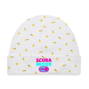Scuba Mode ON - Taucher - Baby Premium Organic Mütze - Weiß/Zitronengelb - Vorne