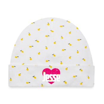 I Love Jesse Pinkes Herz Ich liebe Jesse - Baby Premium Organic Mütze - Weiß/Zitronengelb - Vorne