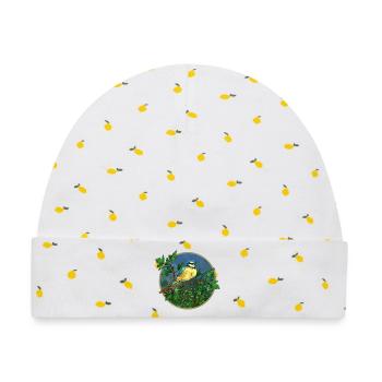 Bunter Vogel - Baby Premium Organic Mütze - Weiß/Zitronengelb - Vorne