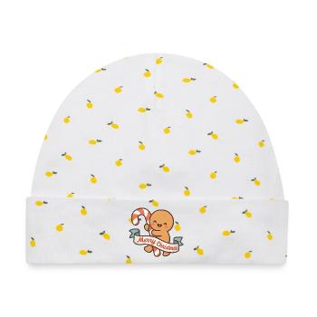 Gingige Weihnachten mit Stock und Band - Baby Premium Organic Mütze - Weiß/Zitronengelb - Vorne