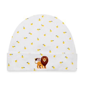 Tapferer Leo und Sunmane - Baby Premium Organic Mütze - Weiß/Zitronengelb - Vorne