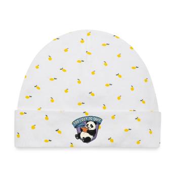 Too Cozy To Quit Panda - Baby Premium Organic Mütze - Weiß/Zitronengelb - Vorne