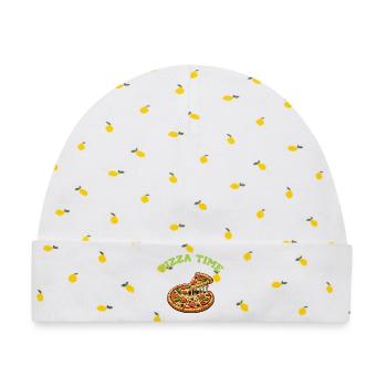 Pizza Time  - Baby Premium Organic Mütze - Weiß/Zitronengelb - Vorne