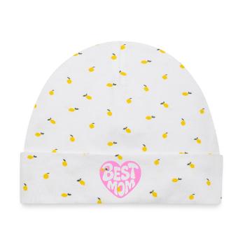 Beste Mama Herzdesign - Baby Premium Organic Mütze - Weiß/Zitronengelb - Vorne