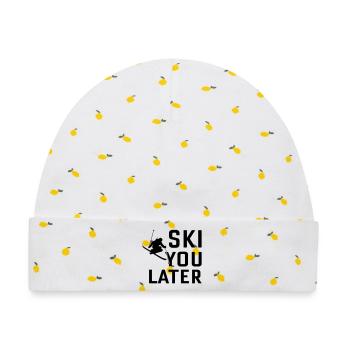 Ski You Later SVG – Modernes Statement Design - Baby Premium Organic Mütze - Weiß/Zitronengelb - Vorne