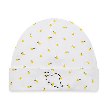 Iran Map Silhouette Persien - Baby Premium Organic Mütze - Weiß/Zitronengelb - Vorne