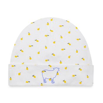 Schaf Silhouette - Baby Premium Organic Mütze - Weiß/Zitronengelb - Vorne