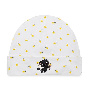 Katzen Amor Cupid Kawaii - Baby Premium Organic Mütze - Weiß/Zitronengelb - Vorne