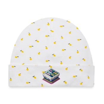Retro Spielkonsole Pixelkunst - Baby Premium Organic Mütze - Weiß/Zitronengelb - Vorne