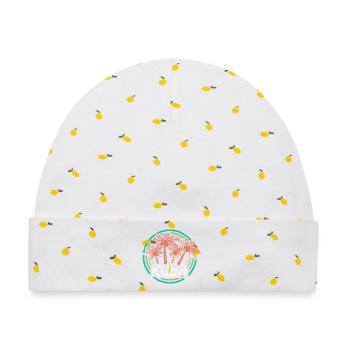 Kuba - Baby Premium Organic Mütze - Weiß/Zitronengelb - Vorne